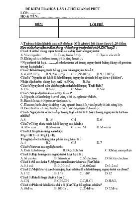 Đê kiêm tra hoa lân 1 - Thơi gian45 phut